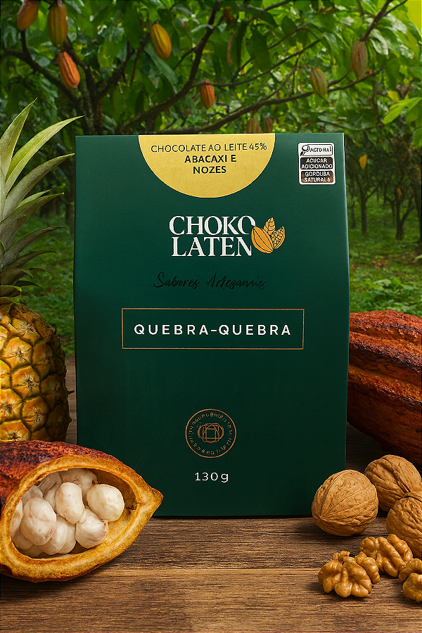 QUEBRA QUEBRA CHOC. AO LEITE 45% ABACAXI COM NOZES 130G