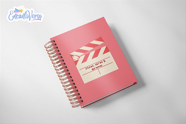 Planner Filmes, Séries & Doramas - Diário de Filmes, Séries, Animes e Doramas - Capa Rosa Claquete