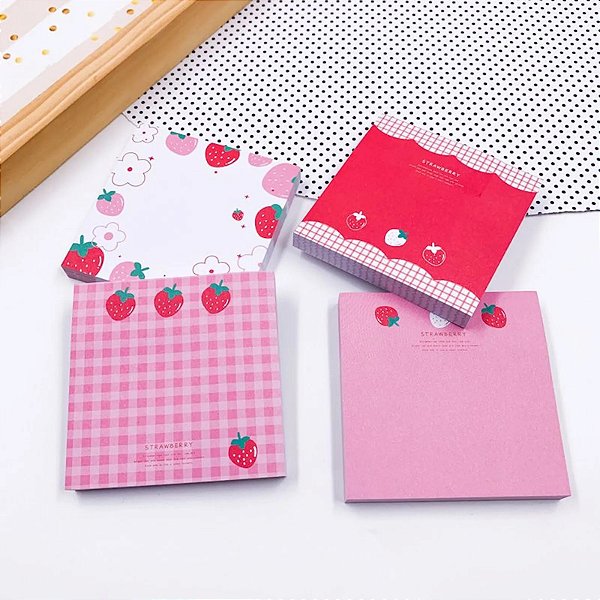 Bloco de Notas Adesivado Morango Strawberry