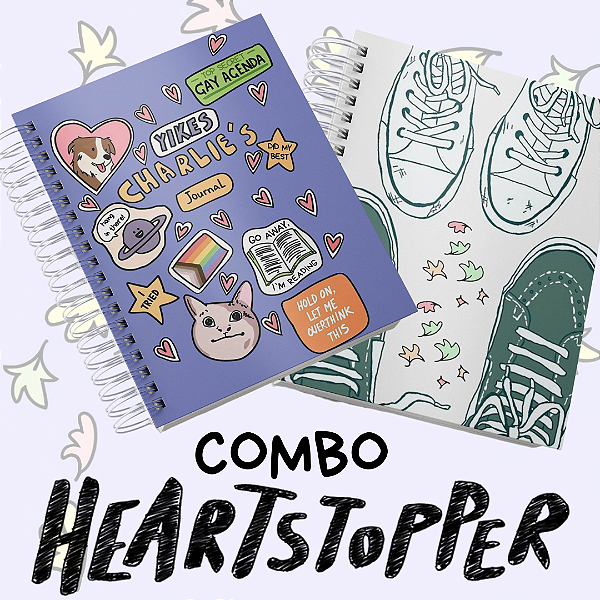 COMBO - Diário de Leituras + Diário de Filmes & Séries - HEARTSTOPPER - Wire-o Branco e Capa Holográfica