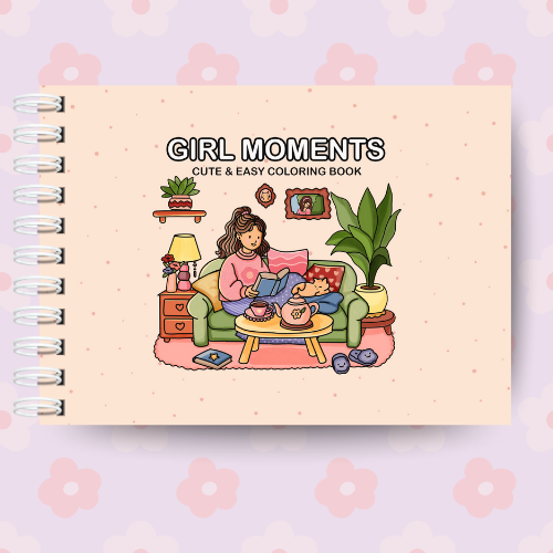 Girl Moments Livro De Colorir Coloring Book para Adultos - 40 Páginas Capa Dura