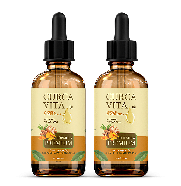 Kit 02 Frascos Curcumina Em Gotas - Gotas 30ml Curcuvita