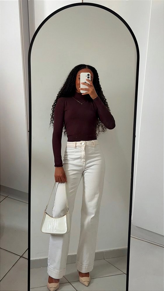 BLUSA GOLA ALTA MARROM