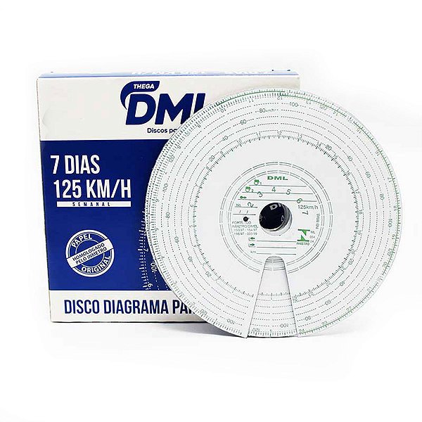 Kit 10 Discos Tacógrafo Semanal 125KM 7 dias - DML