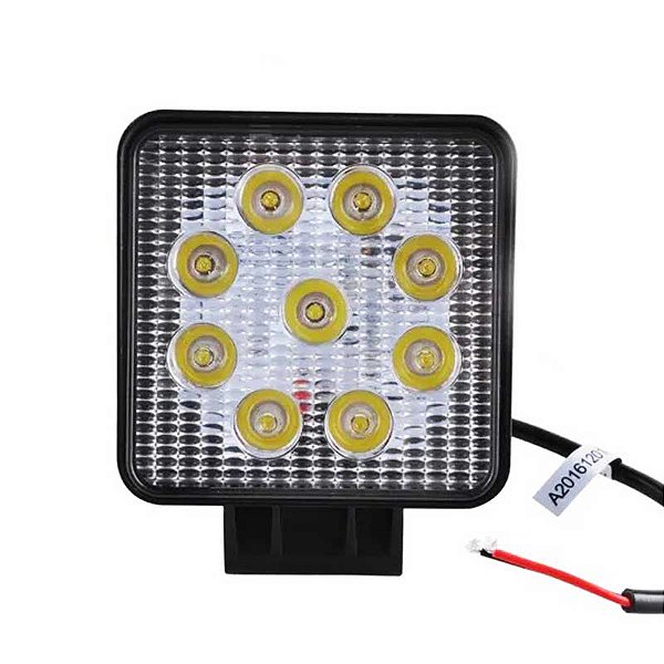 Farol Milha Auxiliar Quadrado 9 LEDS Bivolt 12/24V 27W