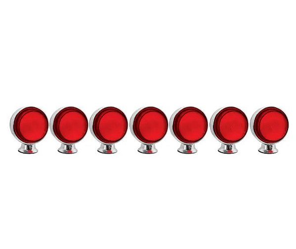 Kit 7 Lanternas Foguinho Vermelha Led 12/24V Com Suporte- H3