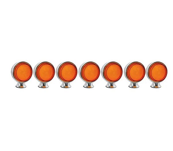 Kit 7 Lanternas Foguinho Laranja Led 12/24V Com Suporte - H3