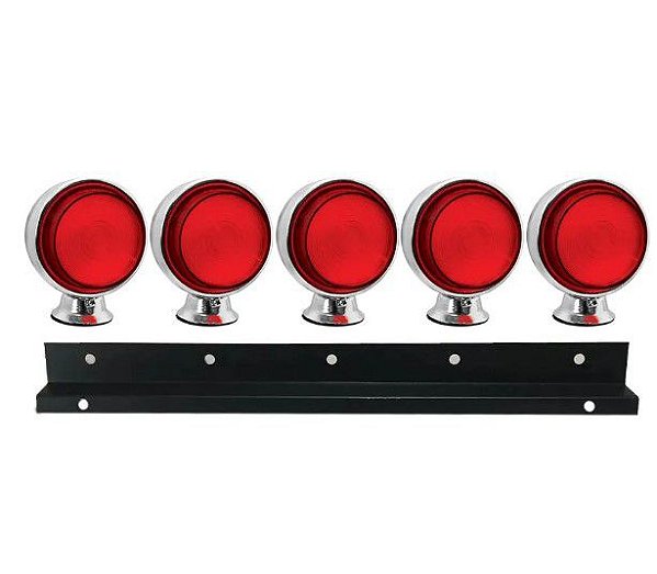 Kit 5 Lanternas Foguinho Vermelha Led 12/24V Com Suporte- H3