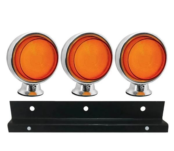 Kit 3 Lanternas Foguinho Laranja Led 12/24V Com Suporte - H3