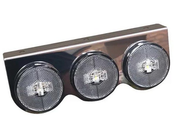 Kit Lanterna 3 Marias LED Cristal 12/24V Com Suporte em Inox - H3