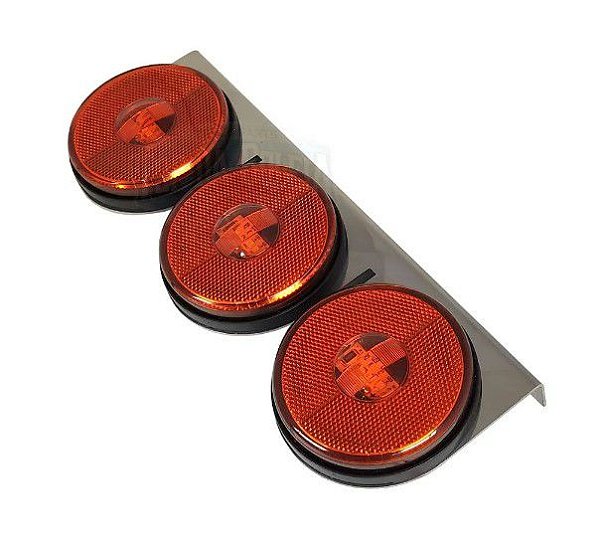 Kit Lanterna 3 Marias LED Ambar 12/24V Com Suporte em Inox - H3