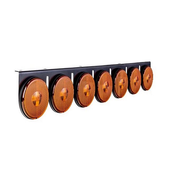 Kit Lanterna 7 Marias LED Ambar 12/24V Com Suporte em Ferro - H3