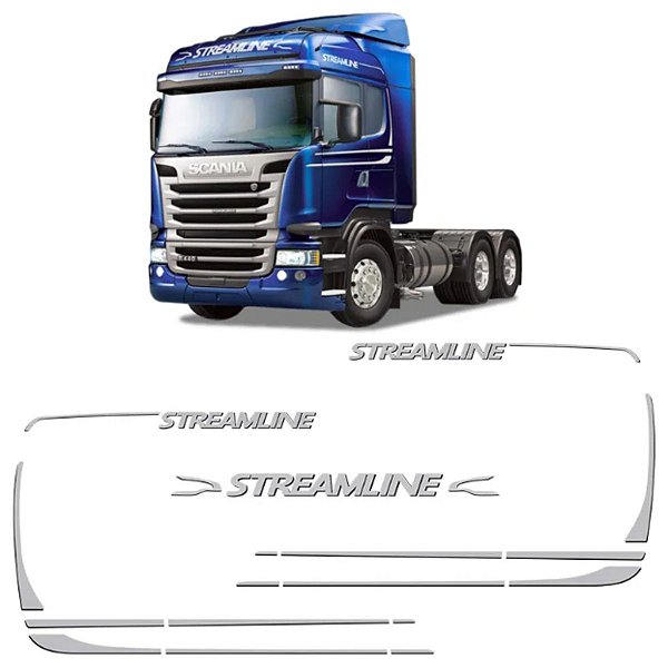 Faixa Decorativa Lateral/Frontal "STREAMLINE" Cinza - SCANIA S5 2014 - Sportinox - ADS2590