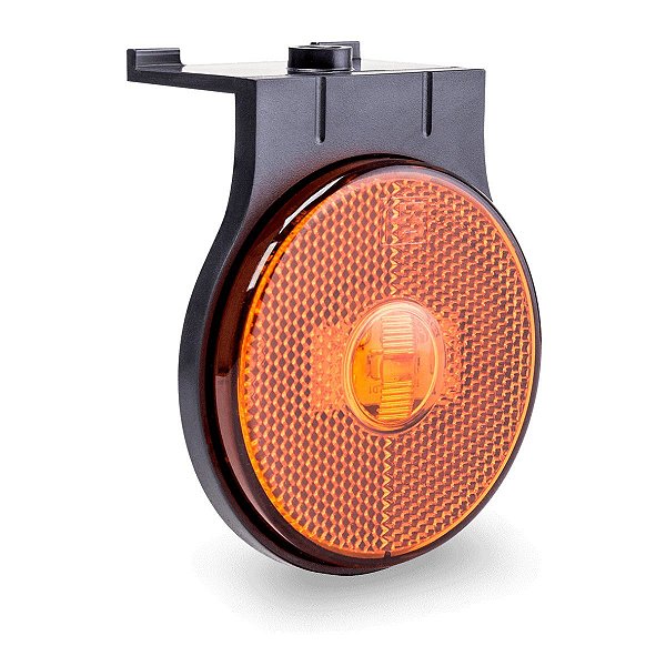 Lanterna Lateral LED Redonda 65MM C/ Suporte - AMBAR - H37100