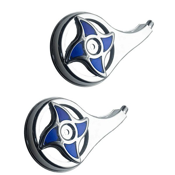 Calota Rodoar Cromada Azul C/ 4 Pontas - JCS - 0129A
