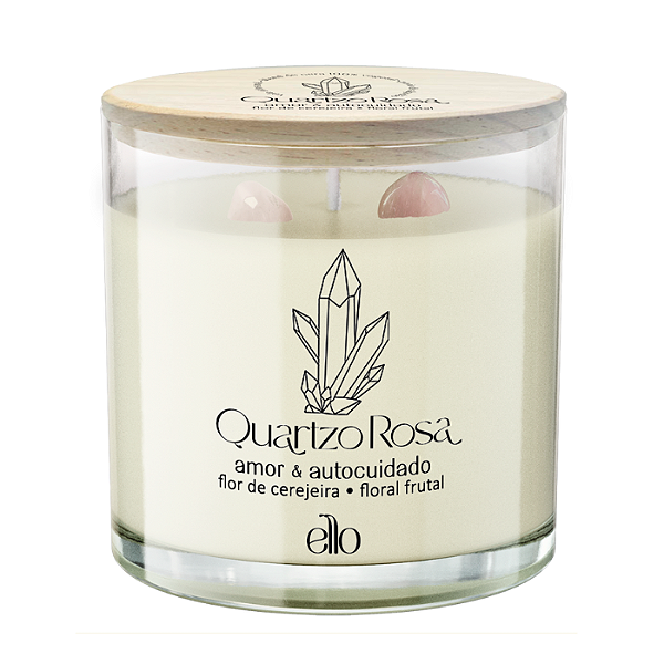 Quartzo Rosa - Flor de Cerejeira - Vela Aromática - 170g