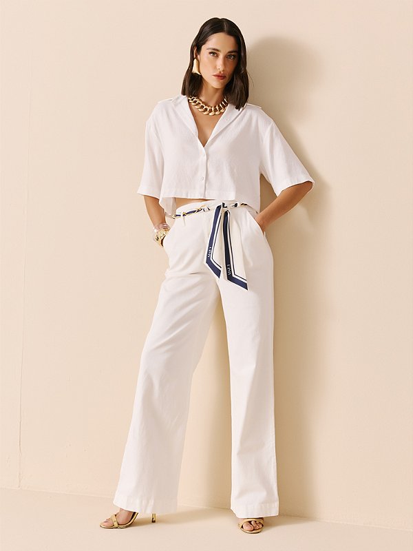 Calça Feminina Alfaiataria Color Com Lenço