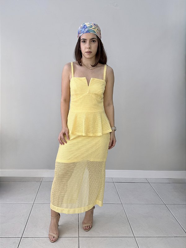 Conjunto Saia e Blusa Amarelo
