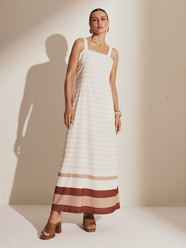Vestido Alça Larga Listrada