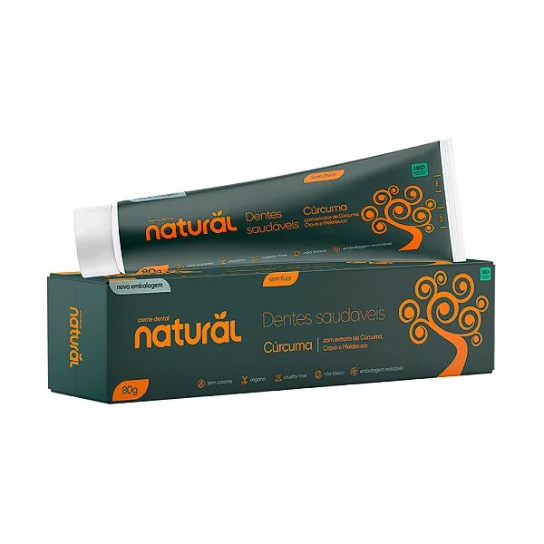 Creme Dental Natural com Extratos de Cúrcuma, Cravo e Melaleuca 80g Orgânico Natural