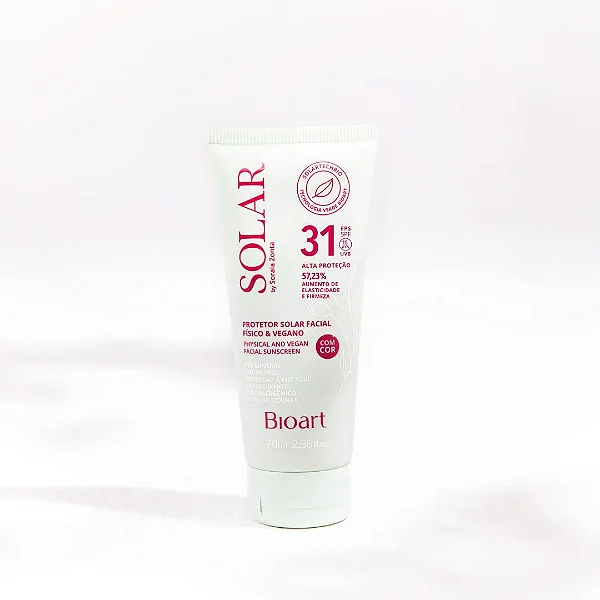 Protetor Solar Facial Natural e Vegano com Cor 70ml FPS 31 - Bioart