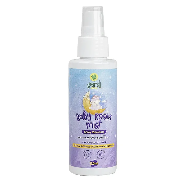 Baby Room Mist Spray Relaxante Aromaterapêutico com Hidrolato de Melissa e Óleo Essencial de Lavanda 120ml Verdi
