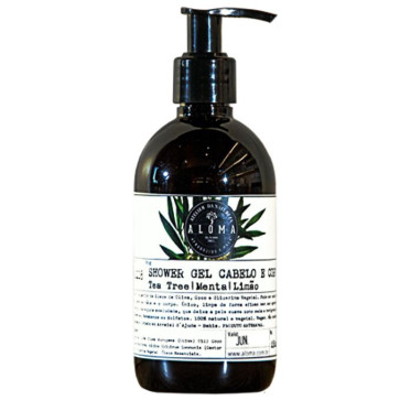 Shower Gel Cabelo e Corpo 250ml | Refrescante e Animador - Tea Tree, Menta & Limão - Aloma