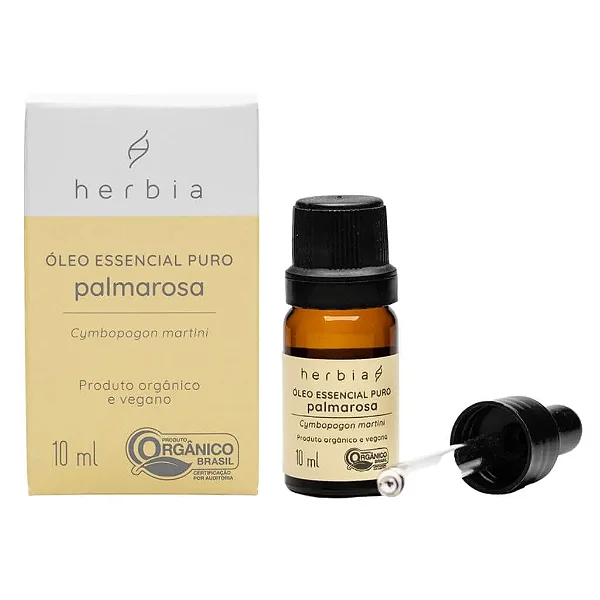 Óleo Essencial Puro de Palmarosa Orgânico 10ml - Herbia
