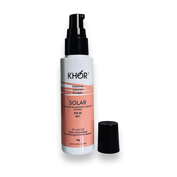 PROTETOR SOLAR FACIAL COM COR FPS35/PPD12,5 - FRASCO COM VALVULA DOSADORA 60G COR:D1