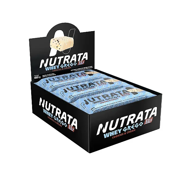 Barra de Proteína Whey Grego 12und Sabor Cookies - Nutrata