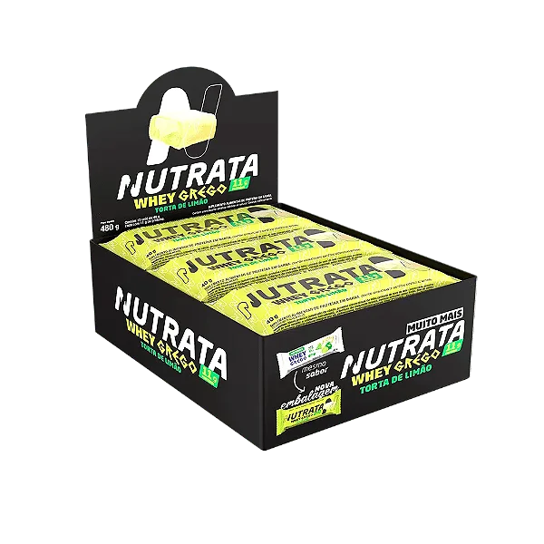 Barra de Proteína Whey Grego 12und Sabor Torta de Limão - Nutrata