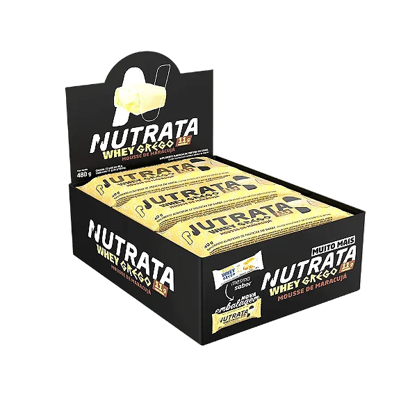 Barra de Proteína Whey Grego 12und Sabor Mousse de maracujá - Nutrata