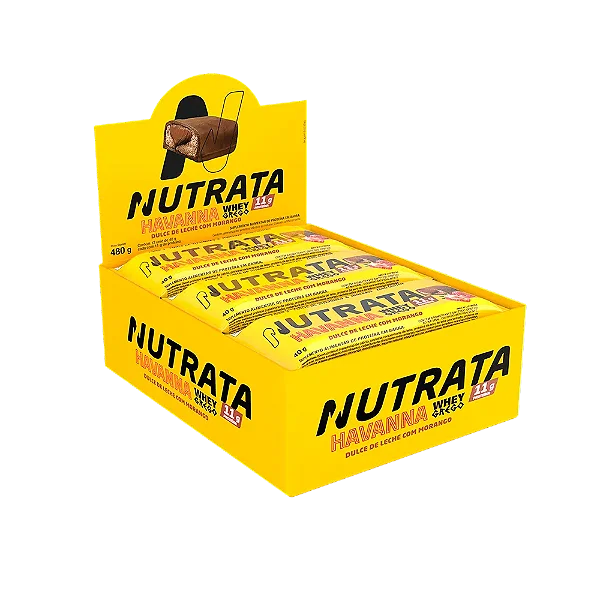 Barra de Proteína Whey Grego 12und Sabor Dulce de Leche e Morango - Nutrata