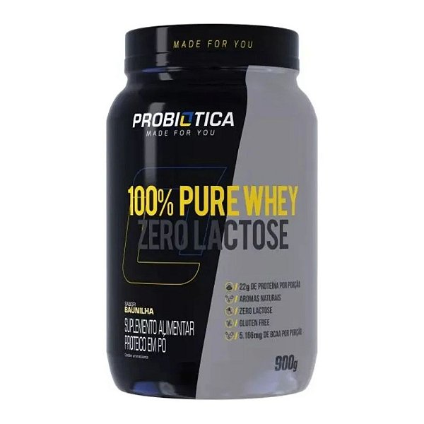 100% Pure Whey Zero Lactose Pote 900g - Probiótica