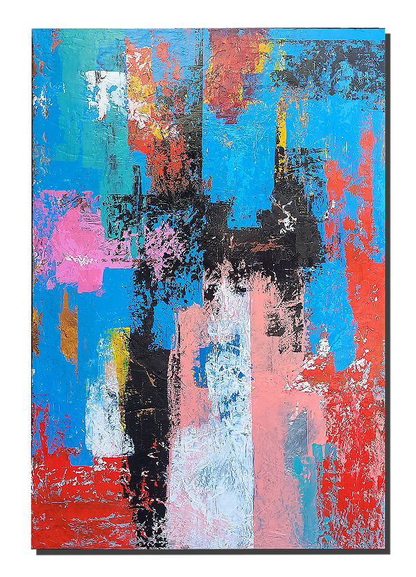 "Iluminação" , tela tipo painel pintada em acrílico na técnica abstrato medidas : 150 x 100 x 3 cm.