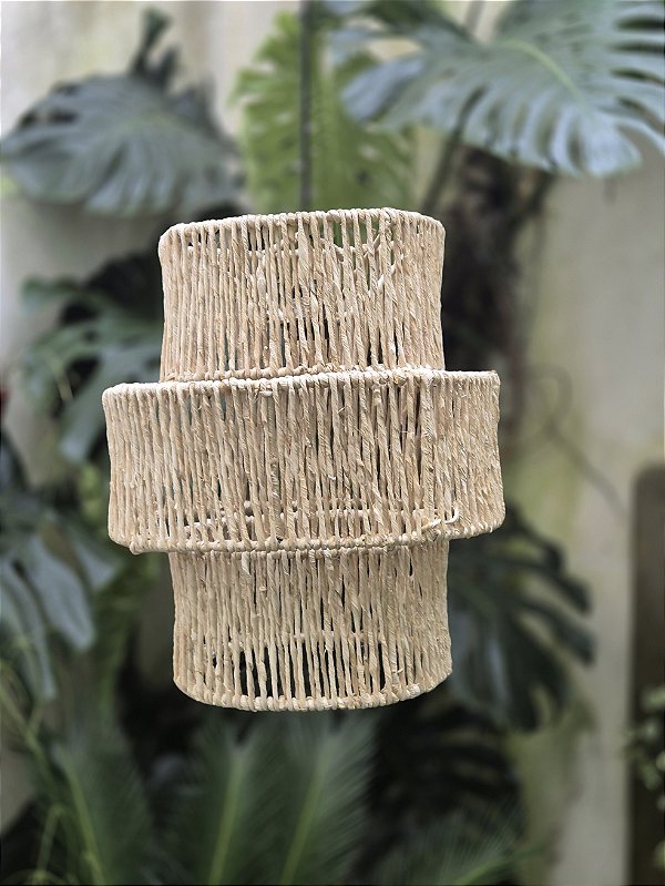 LUMINARIA ARAMADA EM PALHA TRIPLA 36 X 42 CM