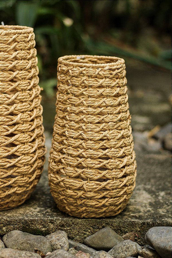 Lanterna de fibra natural média 30x18x18