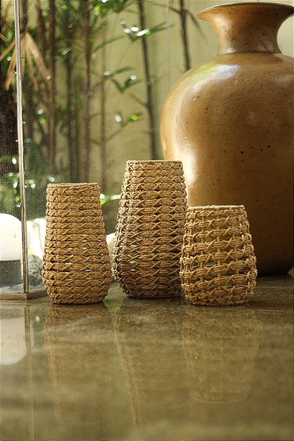 Lanterna de fibra natural Grande 36x21x21