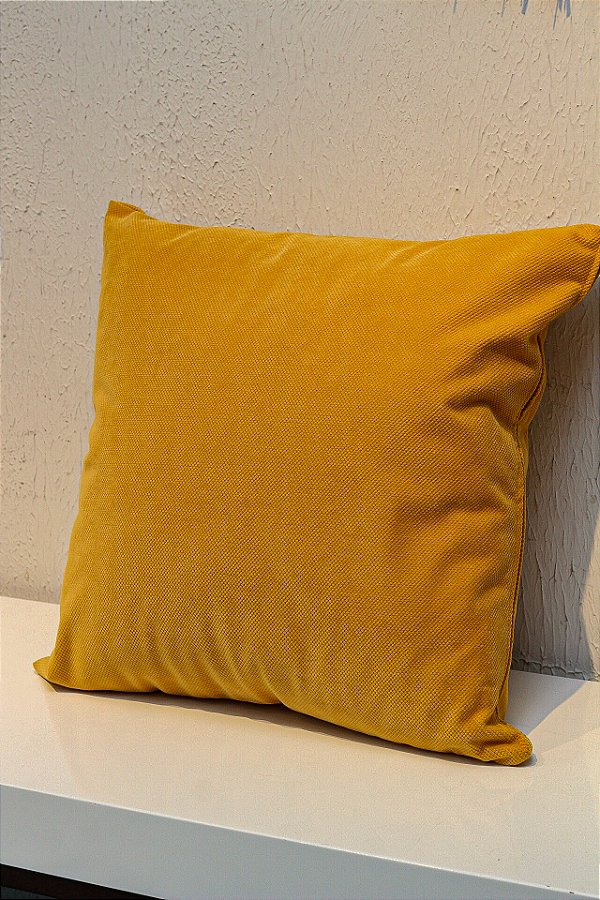 Almofada tecido veludo amarelo ocre, 50x50