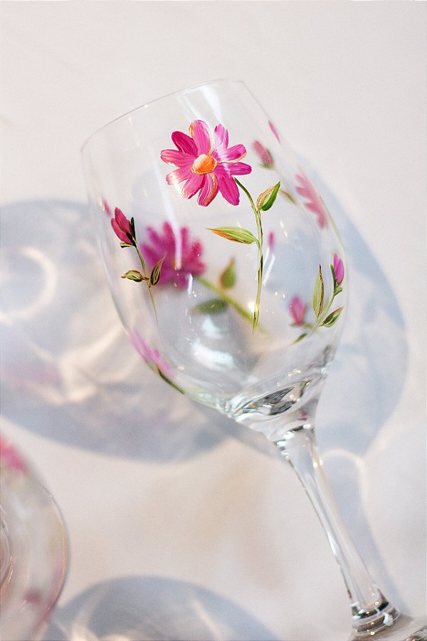 Taça Floral Onze Horas - pintada a mão