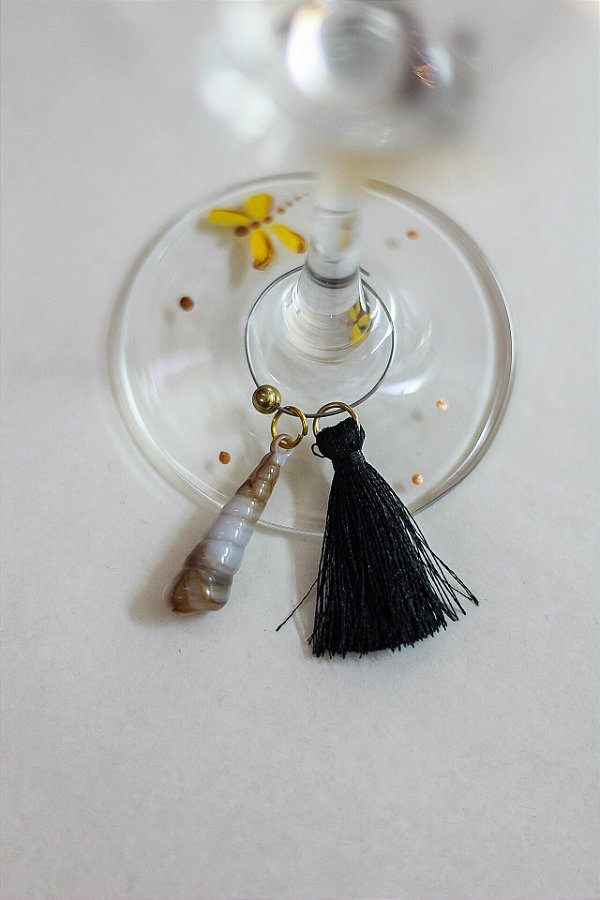 Conjunto de 6 marcadores de taças concha comprida e tassel