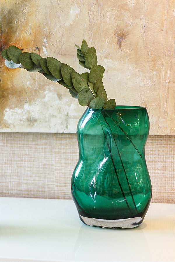 Vaso de vidro orgânico, cor verde G