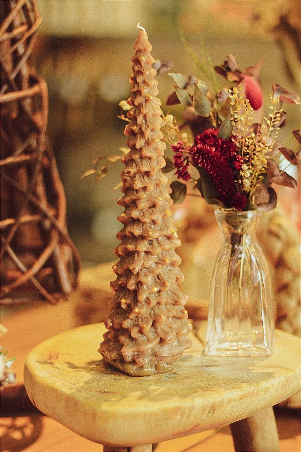 Vela formato árvore, cor marrom G