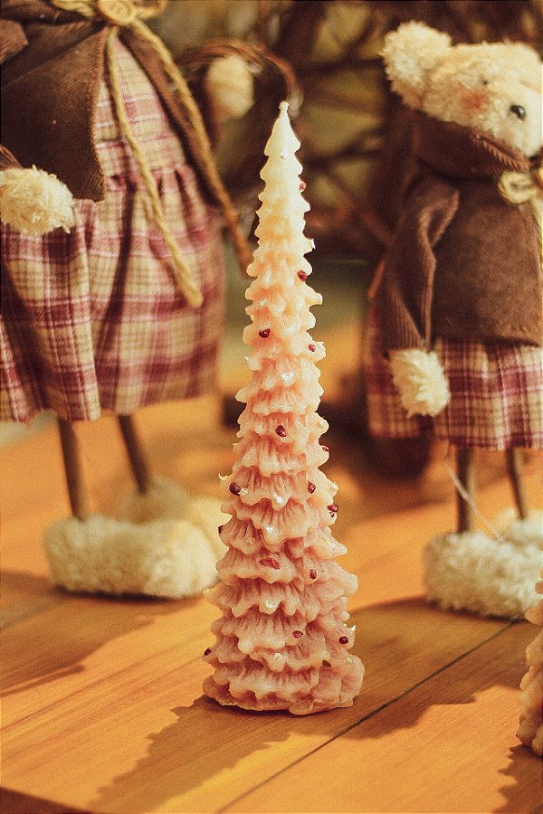 Vela formato árvore, cor Rosa Claro G