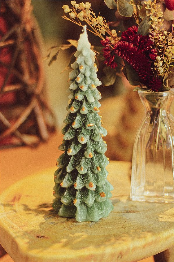 Vela formato árvore, cor Verde claro P