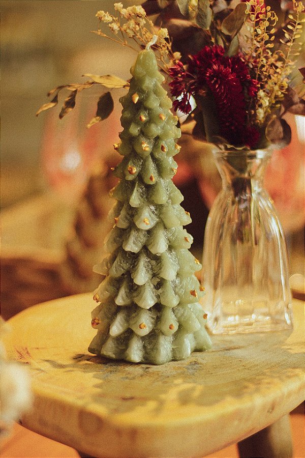 Vela formato árvore, cor Verde escuro P