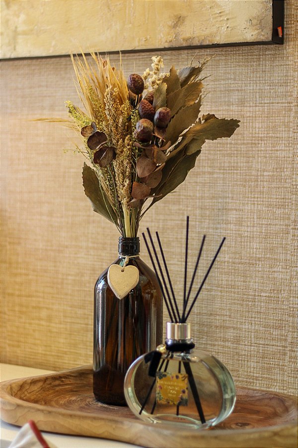 Arranjo azeitona + garrafa âmbar