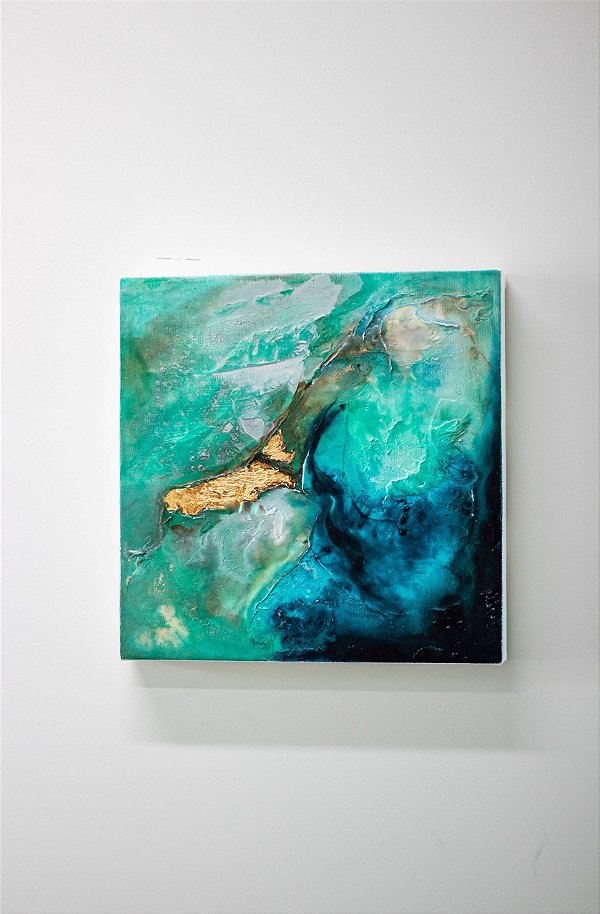 Tela 2 Abstrata tons de azul, 30x30cm