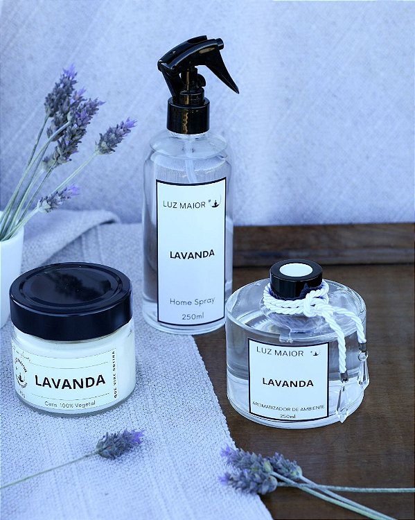 Trio Lavanda - Vela + Home Spray + Aromatizador