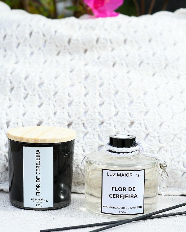 Dupla Flor de Cerejeira - Vela + Aromatizador de Ambiente